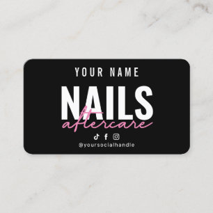  Black And Pink Nails Aftercare Card