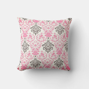 Black And Pink Ornamental Pattern Cushion