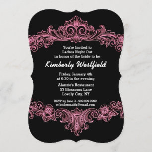 Black and Pink Ornate Baroque Ladies Night Out V06 Invitation