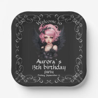 Black And Pink Pastel Goth Fairy 13th Birthday