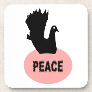 Black and Pink Peace Dove Cork Coaster