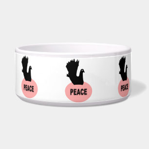 Black and Pink Peace Dove Dog Bowl