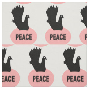 Black and Pink Peace Dove Patterned Craft Fabric