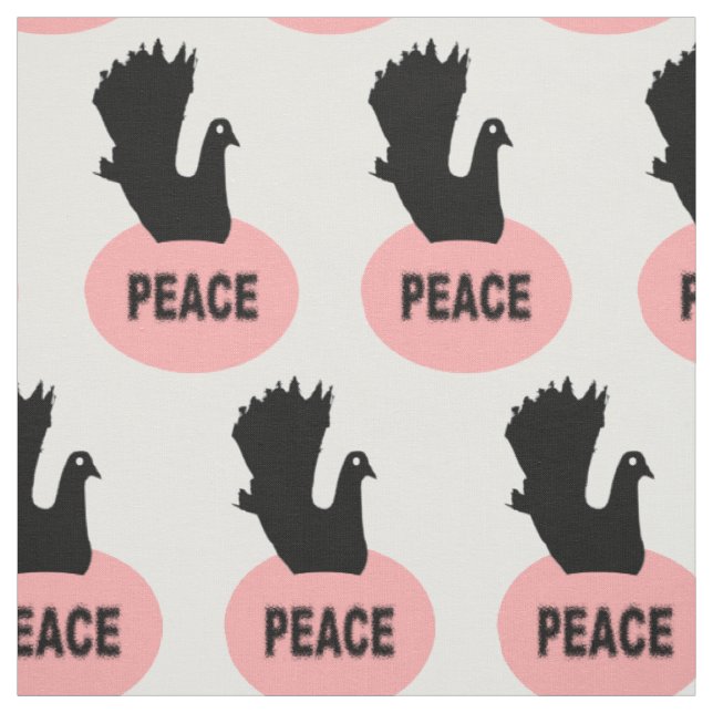 Black and Pink Peace Dove Patterned Craft Fabric (Swatch)