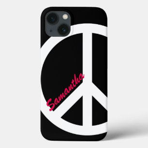 Black and Pink Peace Sign iPhone 13 Case
