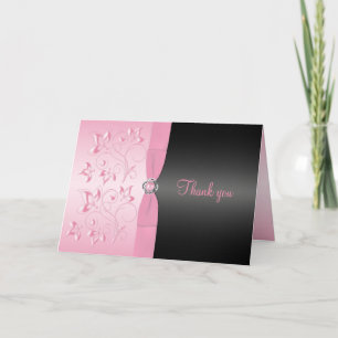 Black and Pink Pearl Loveknot Thank You Card