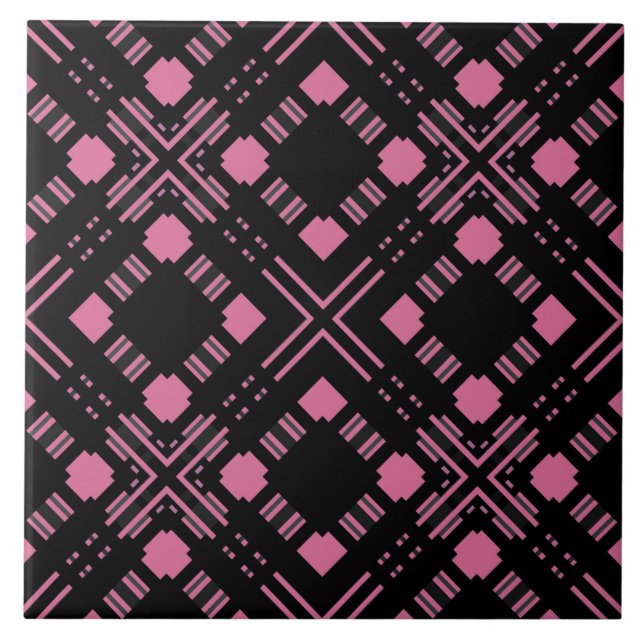 Black and pink plaid tile (Front)
