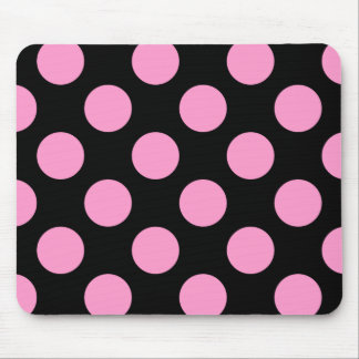 Black and Pink Polka Dots Mouse Pad