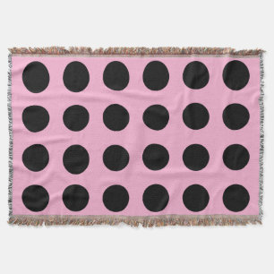 Black and pink polka dots throw blanket