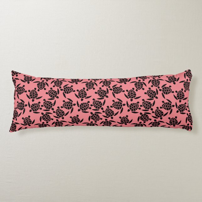 Black And Pink Repeat Motif | Sea Turtle Pattern Body Cushion (Front)