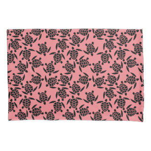 Black And Pink Repeat Motif   Sea Turtle Pattern Pillowcase