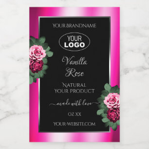 Black and Pink Roses Product Packaging Labels Logo