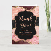 Black and Pink Sequins Agate Sweet Sixteen