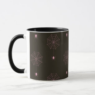 Black and Pink Spiderwebs/Spiders Halloween Mug