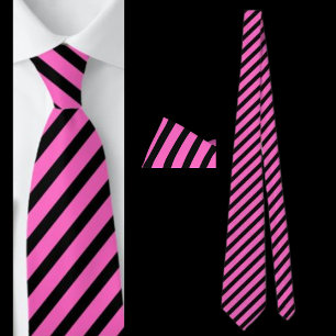 Black And Pink Striped Abstract Pattern Neck Tie