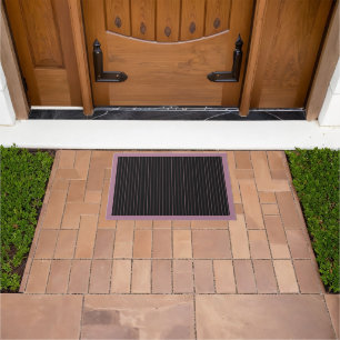 black and pink striped doormat