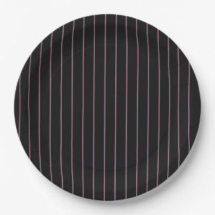 black and pink striped paper plate
