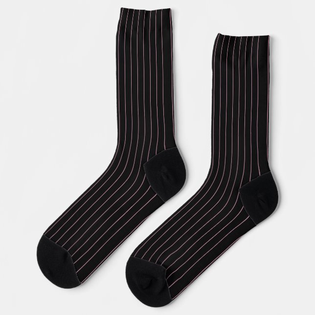 black and pink striped socks (Left)