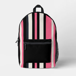 black and pink stripes backpack