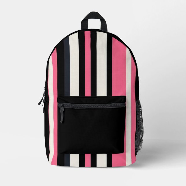 black and pink stripes backpack (Front)