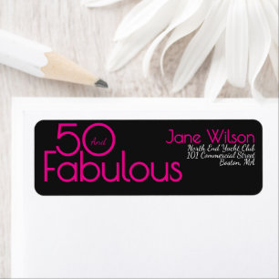 Black and Pink Text 50 and Fabulous Birthday   I