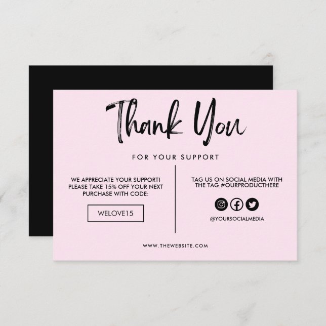 Black and Pink Thank you Media Insert (Front/Back)