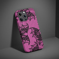 Black And Pink Vintage Bats Lace Pattern Horror 