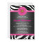Black and Pink, Zebra, Girl Baby Shower Invitation