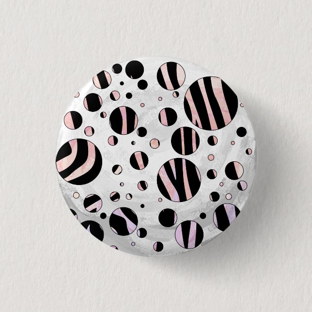 Black and Pink Zebra Polka Dots 3 Cm Round Badge (Front)