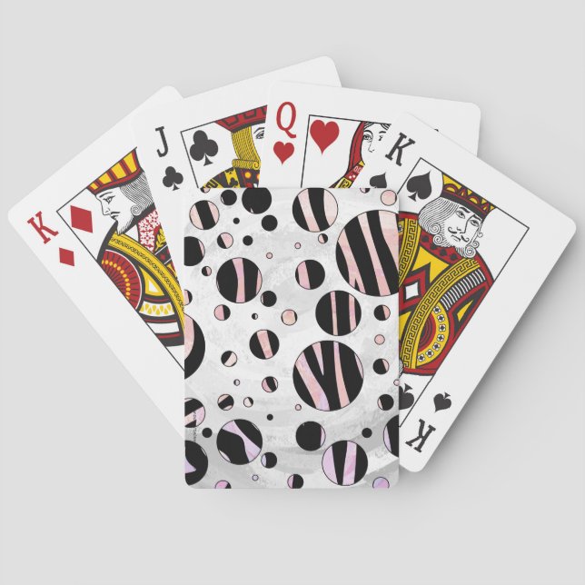 Black and Pink Zebra Polka Dots Playing Cards (Back)