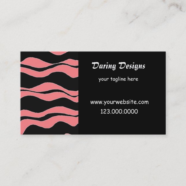 Black and Pink Zebra Print Business Card (Front)