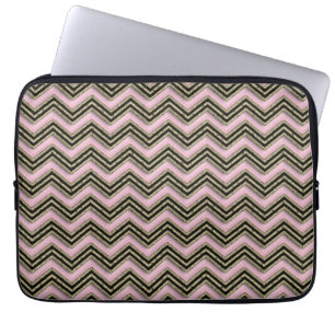 Black and Pink Zigzag Pattern Laptop Sleeve