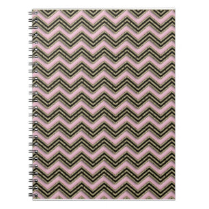 Black and Pink Zigzag Pattern Spiral Notebook