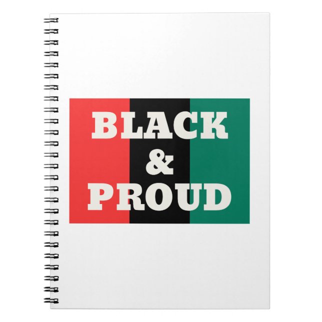 Black and Proud on a Red, Black, and Green Colours Notebook (Front)