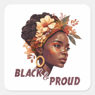 Black and Proud Square Sticker