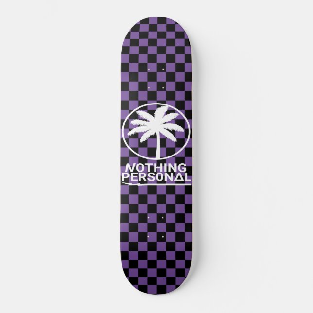 Black and Puple Chequerboard Skateboard (Front)
