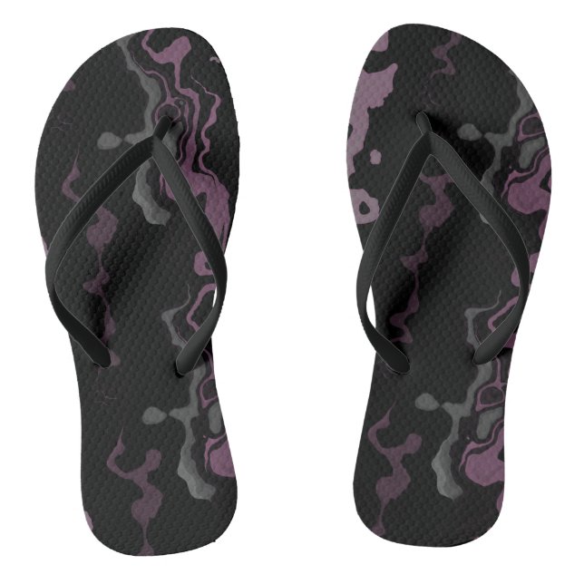 Black and Purple Abstract Jandals (Footbed)