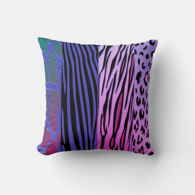 Black And purple Animal Printed Pillow (Front)