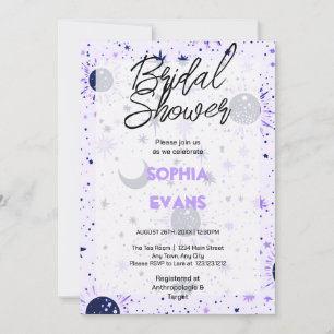 Black and Purple Celestial Bridal Shower Invitation