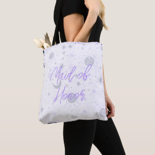 Black and Purple Celestial Maid of Honour Tote Bag