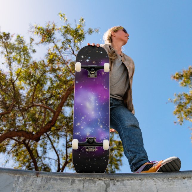 Black and Purple Celestial Space Photo Skateboard (Outdoor 1)