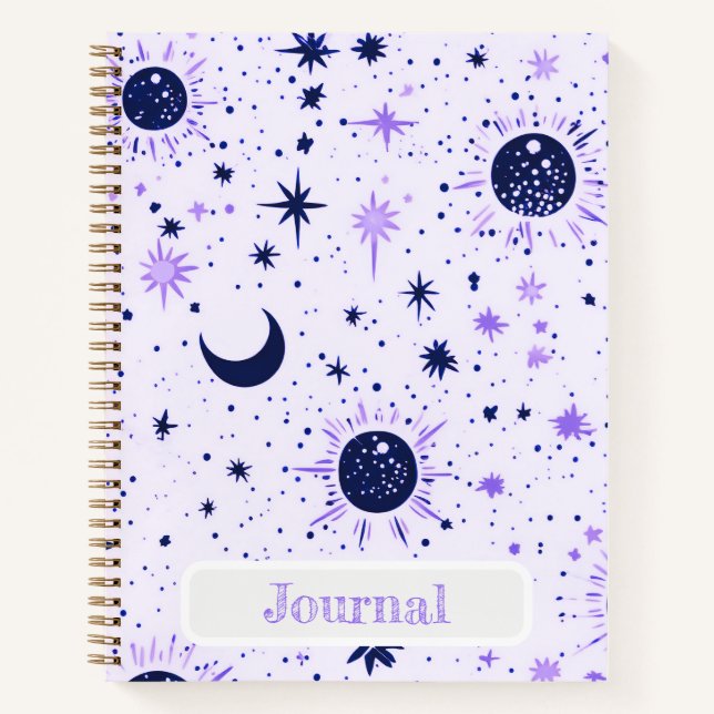 Black and Purple Celestial Sun Moon Stars Journal (Front)
