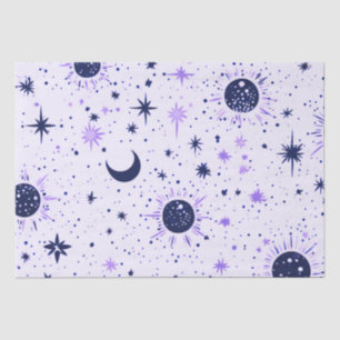 Black and Purple Celestial Sun Moon Stars Tissue Paper
