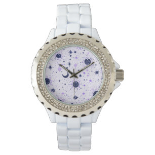 Black and Purple Celestial Sun Moon Stars Watch