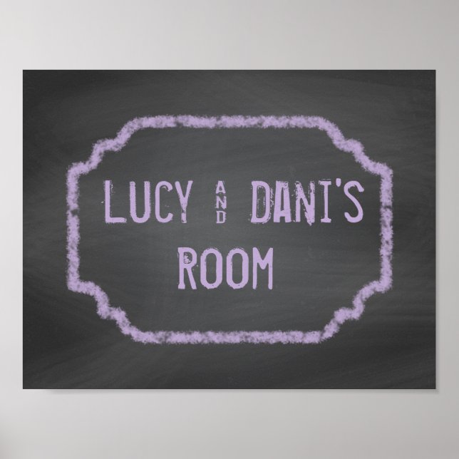 Black and Purple Chalkboard Roommates Wall Art (Front)