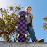 Black and Purple Chequered Print Skateboard<br><div class="desc">Black and purple chequerboard print</div>