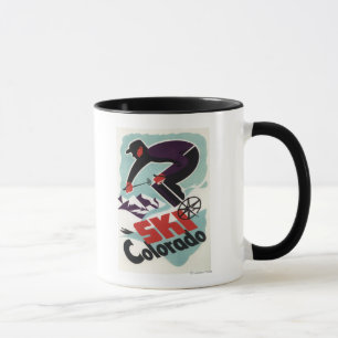 Black and Purple Clothed Skier Mug
