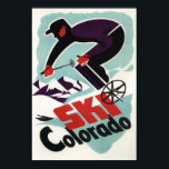 Black and Purple Clothed Skier Poster<br><div class="desc">Colorado - Black and Purple Clothed Skier Skiing Colorado Poster - Colorado  was created in 1950. This image depicts scenes from Colorado.</div>