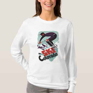 Black and Purple Clothed Skier T-Shirt
