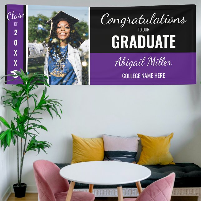 Black And Purple Congratulations Graduate Photo Banner (Creator Uploaded)